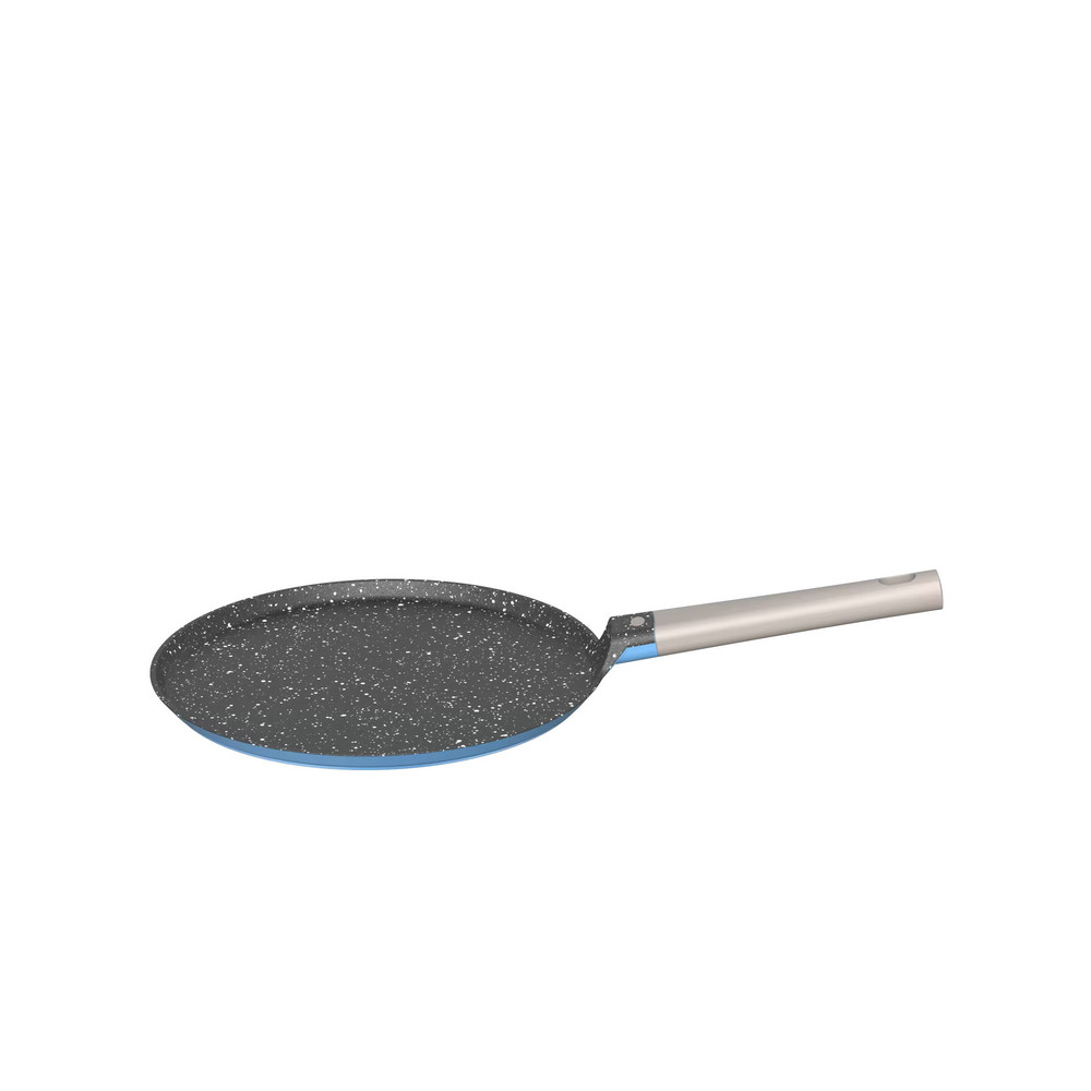 Leerpan Nature Serie 28 cm anti-aanbak marmeren coating gegoten aluminium pizzapan crêpepan pannenkoekpan met koel blijvende bakelieten handgreep