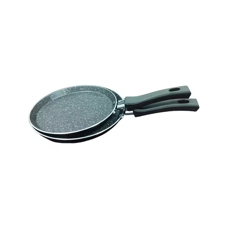 Nature Serie 28 cm anti-aanbak marmeren coating gegoten aluminium pizzapan crêpepan pannenkoekpan met koel blijvend bakelieten handvat