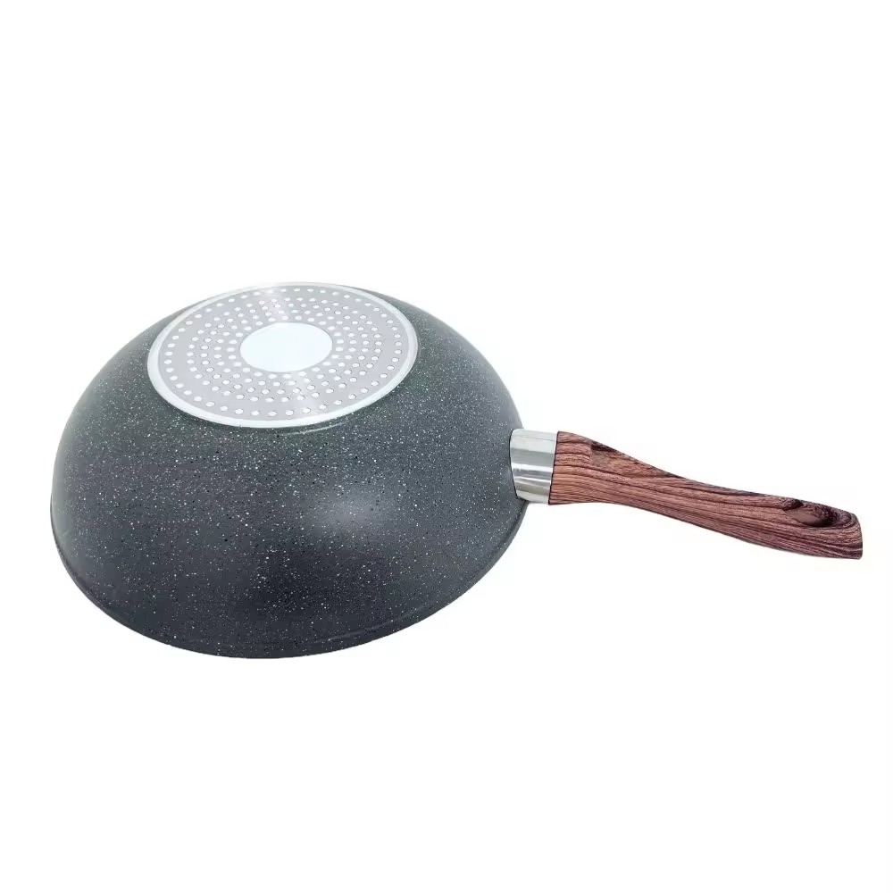 Medische stenen keuken aluminium koekenpan met antiaanbaklaag en pannensets met houten handvat