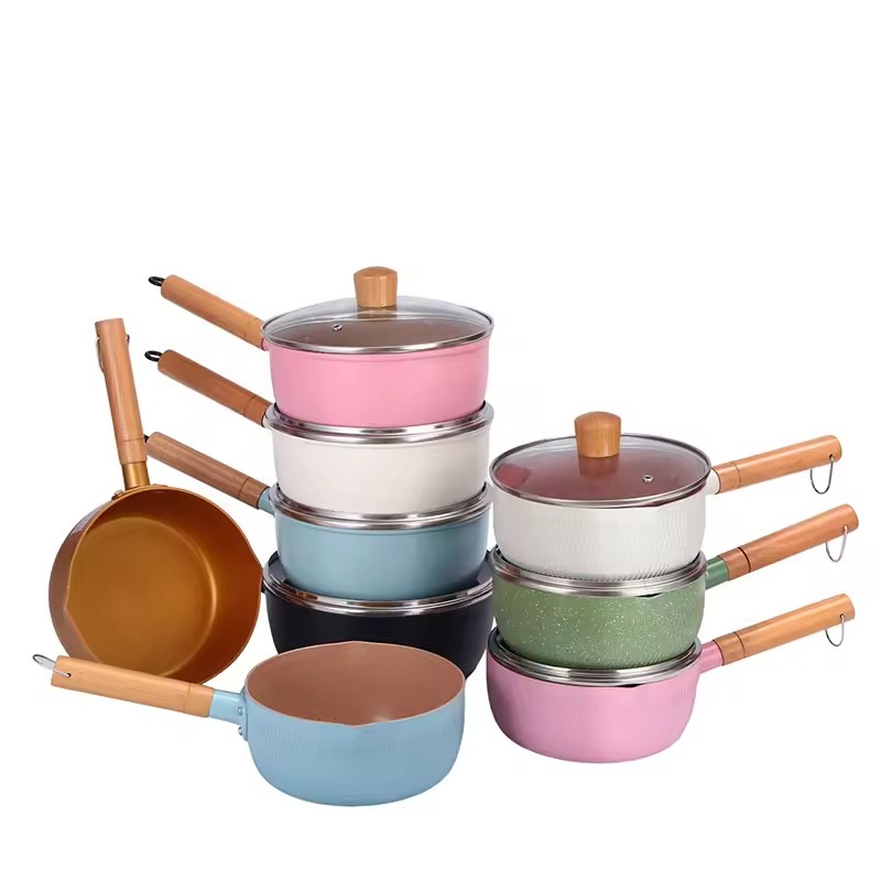 Japanse stijl sneeuw platte pot aluminium met deksel voedsel non-stick melkpot soeppan