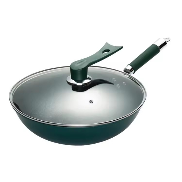 Non-stick huishoudelijk gasfornuis inductiekookplaat universele driedelige set roerbakpan soeppan set platte bodem pot