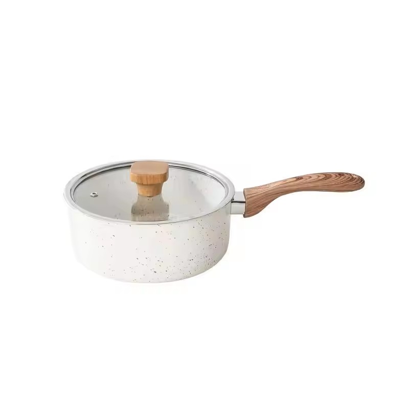 Grensoverschrijdende roerbakpot in Japanse stijl, huishoudelijke rijststeen, antiaanbaklaag, sneeuw platte melkpot, instant noedelpot voor twee doeleinden