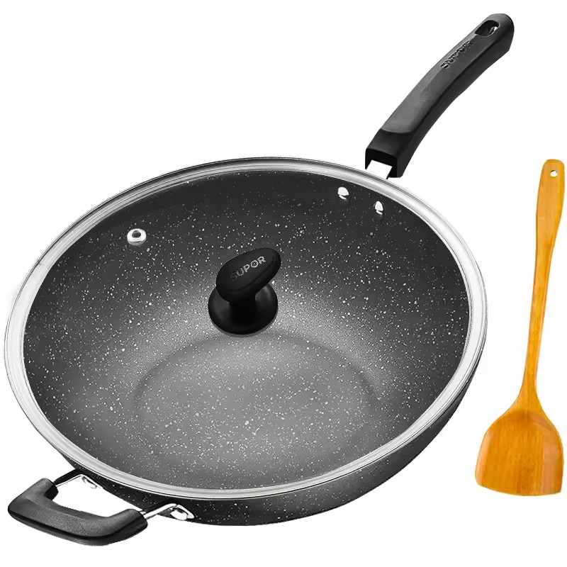 Wok met antiaanbaklaag en huishoudelijke wok 32 cm inductiekookplaat gasfornuis